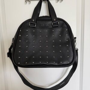 Elegant Black Satchel with Stud Detailing